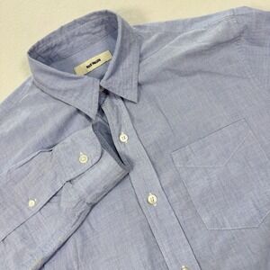 Buck Mason French Blue Mainstay Cotton Shirt Mens Small Long Sleeve Up
